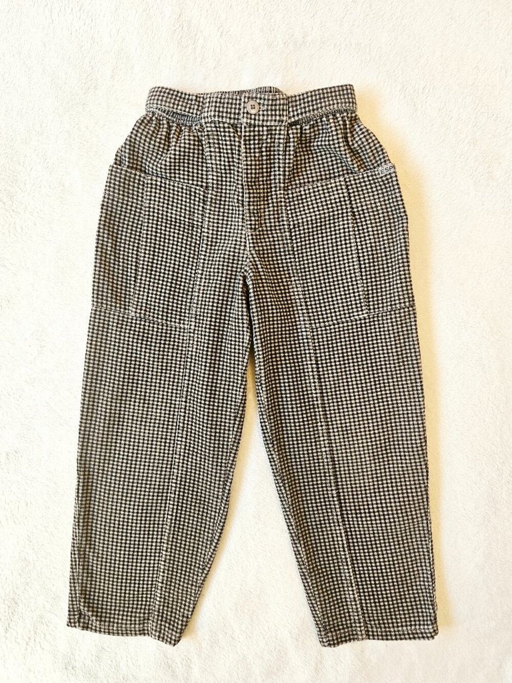 Esprit Kids Unisex VTG 80's 90's Plaid Gingham Pants Trousers Cotton Size 7